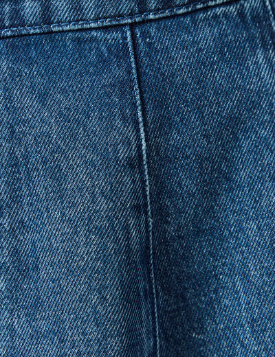 Mini-jupe en coton aspect jeans denim stone femme