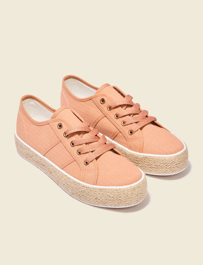 Espadrilles plateformes orange foncé femme