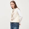 Pull sans manches col rond ecru femme