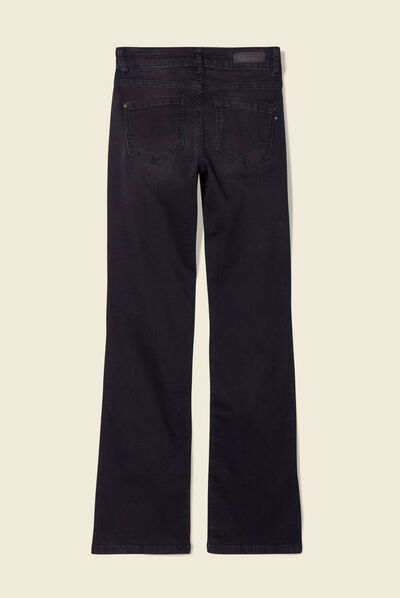 Jeans bootcut détails tressés denim noir femme