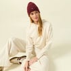 Sweat &agrave; capuche manches longues creme femme