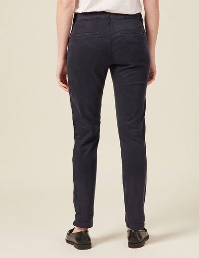 Chino 7/8&egrave;me taille standard bleu fonc&eacute; femme