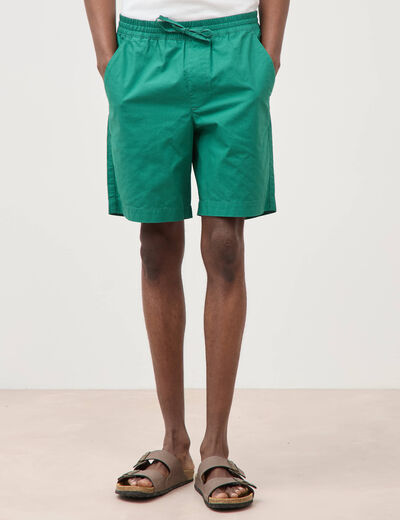 Bermuda en coton vert &eacute;meraude homme