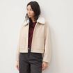Blouson court oversize col sherpa creme femme