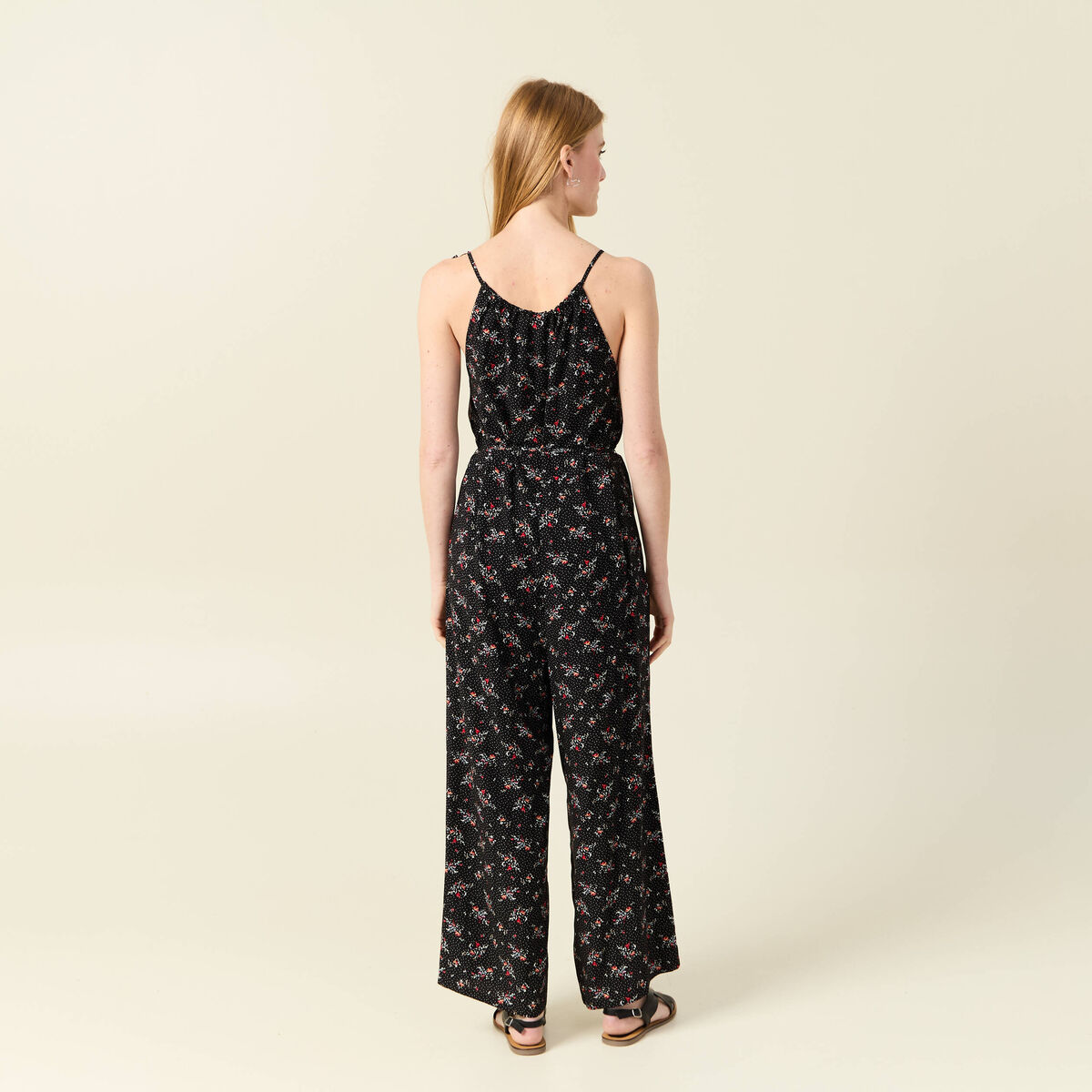 Combinaison pantalon bretelles noir femme