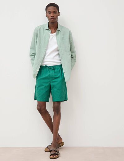 Bermuda en coton vert &eacute;meraude homme
