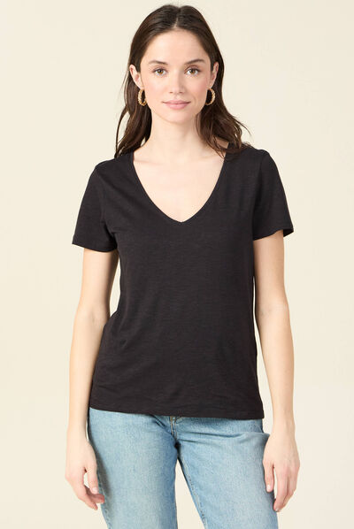 T-shirt manches courtes noir femme