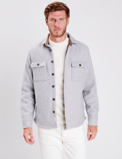 Surchemise manches longues doubl&eacute;e gris fonc&eacute; homme