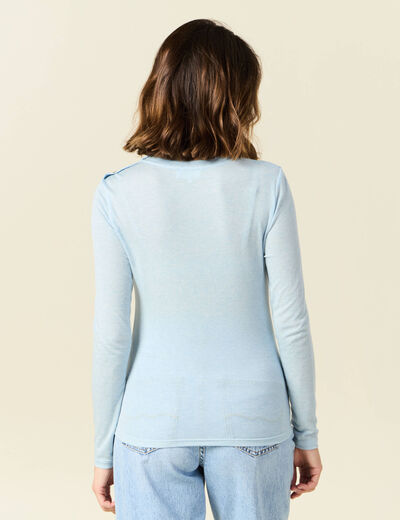 T-shirt manches longues avec laine bleu ciel femme