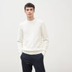 Pull col rond manches longues en coton ecru homme