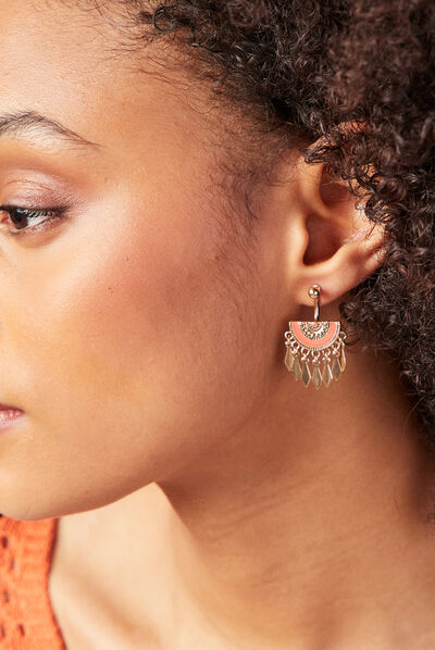 Boucles d'oreilles pendantes orange clair femme