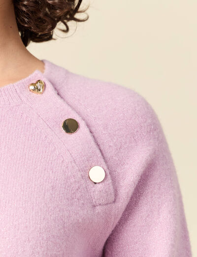 Pull manches longues col rond mauve femme