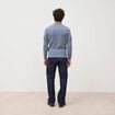 Pull manches longues col rond bleu gris homme