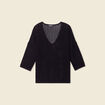 Pull ajour&eacute; col v manches 3/4 noir femme