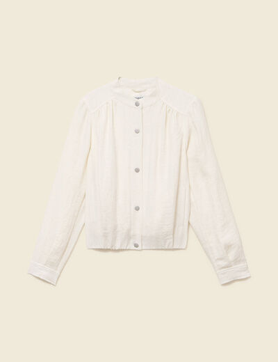 Veste effet bomber boutonn&eacute;e creme femme