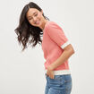 Pull droit court manches courtes orange fonc&eacute; femme