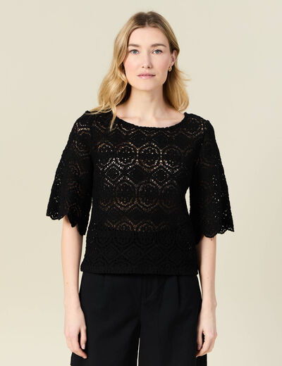 T-shirt manches courtes noir femme
