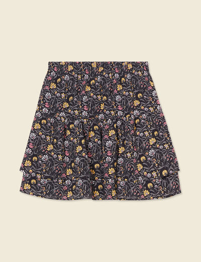Jupe évasée fluide volantée multicolore femme
