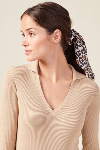 Robe pull longue moulante beige femme