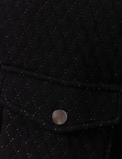Veste droite courte col mao noir femme