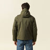 Parka droite courte &agrave; capuche vert kaki homme