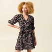 Robe évasée fluide manches 3/4 noir femme