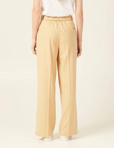 Pantalon city large à pinces beige femme