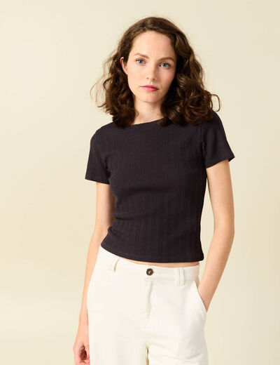 T-shirt manches courtes gris foncé femme