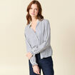 Chemise cintr&eacute;e col montant brod&eacute;e blanc femme