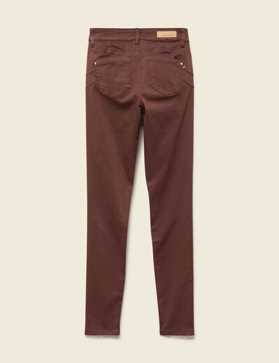 Pantalon skinny push-up taille standard marron fonc&eacute; femme