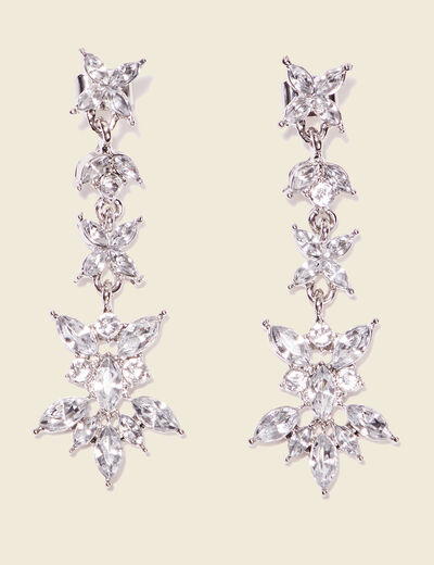 Boucles d'oreilles pendantes gris argent femme