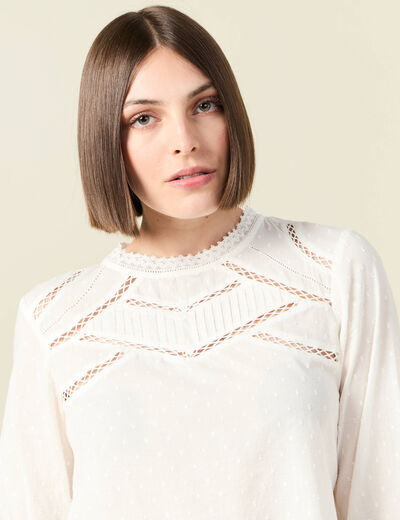 Blouse manches 3/4 ecru femme