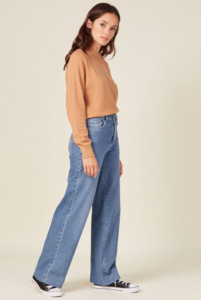 Pull manches longues marron clair femme