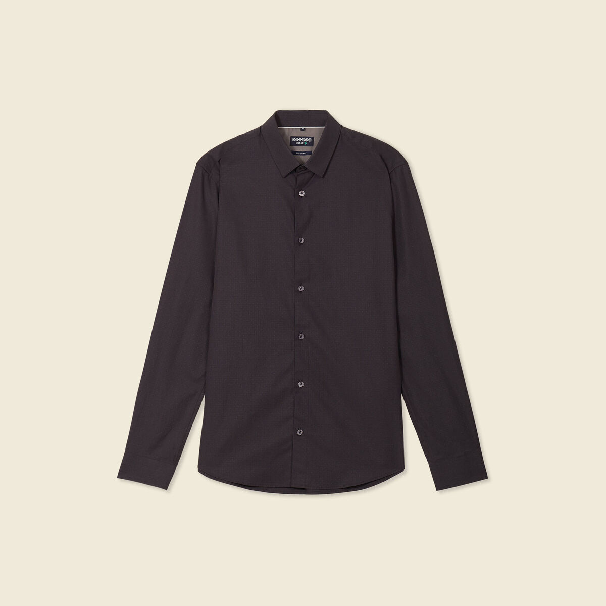Chemise manches longues gris fonc&eacute; homme