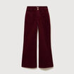 Pantalon flare taille haute en velours bordeaux femme