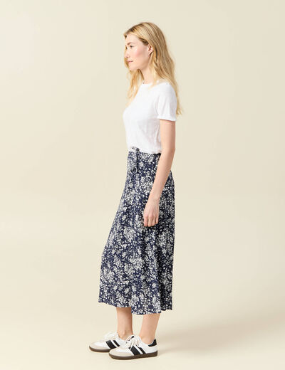 Jupe longue portefeuille bleu femme