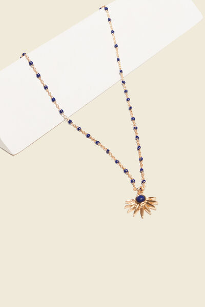Collier avec pendentif bleu marine femme