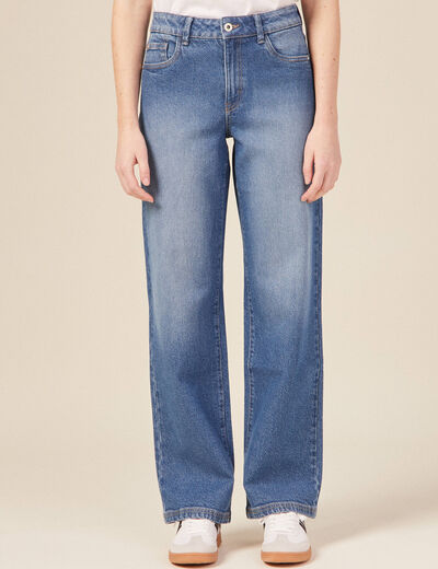 Jeans wide leg denim stone femme