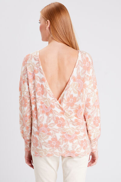 Pull manches longues rose femme