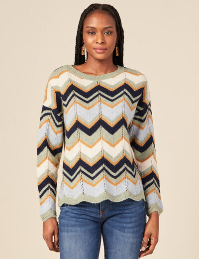 Pull manches longues vert olive femme