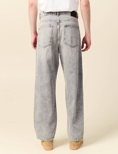 Jeans large 5 poches longueur 32 denim snow gris homme