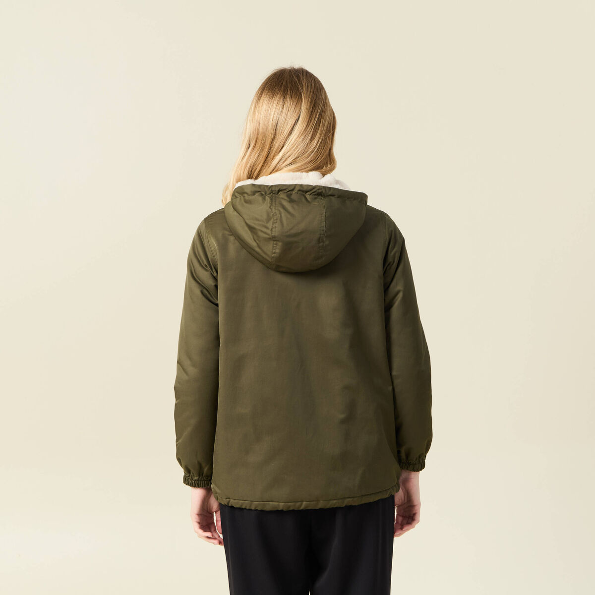 Parka r&eacute;versible vert kaki femme
