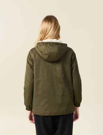 Parka r&eacute;versible vert kaki femme