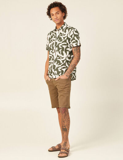 Chemise manches courtes vert kaki homme