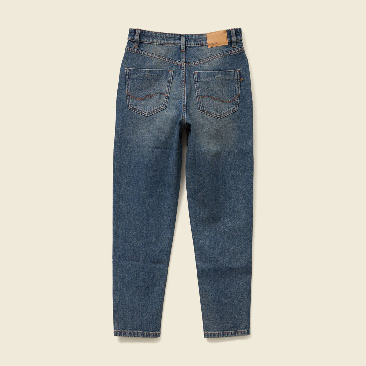 Jeans mom 7/8&egrave;me bleu gris femme
