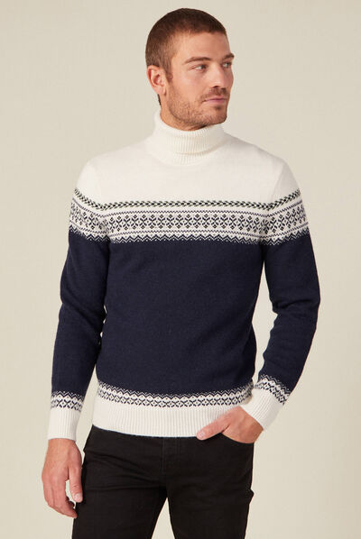 Pull manches longues vert kaki homme