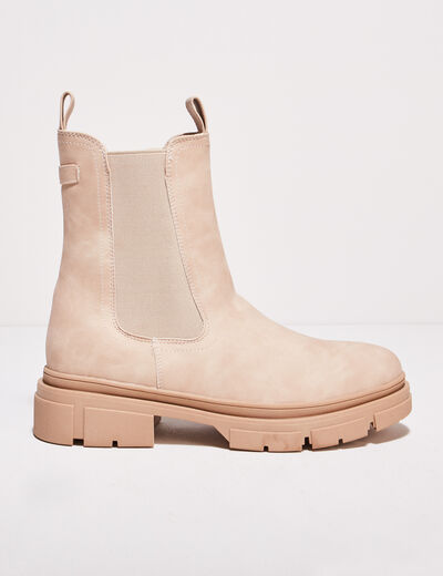 Bottines chelsea crantées creme femme