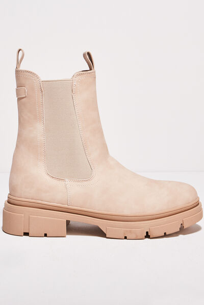 Bottines chelsea crantées creme femme