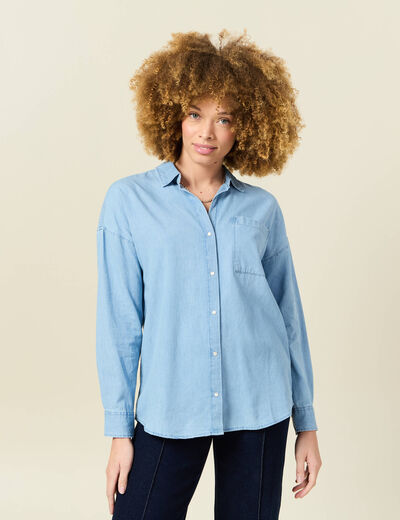 Chemise en jean denim bleach femme