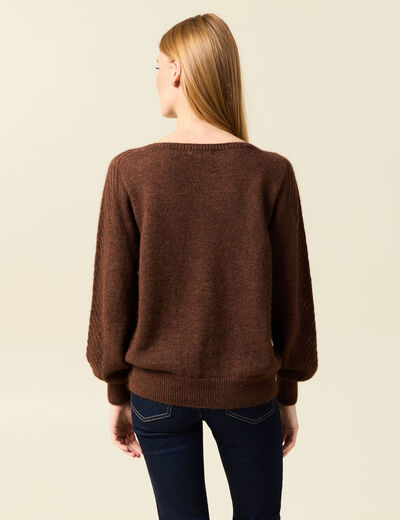 Pull manches longues fabriqué en France marron foncé femme